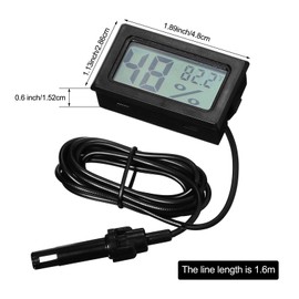 Weewooday Mini medidor digital de temperatura de humedad con medidor de sonda LCD Fahrenheit, termómetro higrómetro para incubadora, plantas de reptiles, invernadero, gallinero, jardín (negro, 6