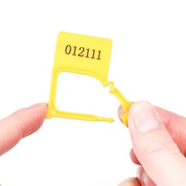 100pcs Plastic Padlock Seals Disposable Self-Locking Plastic Tags Numbered Tamper Proof Security Padlock Seals for Luggage, Document Bag, Transportation, Briefcase (Yellow)