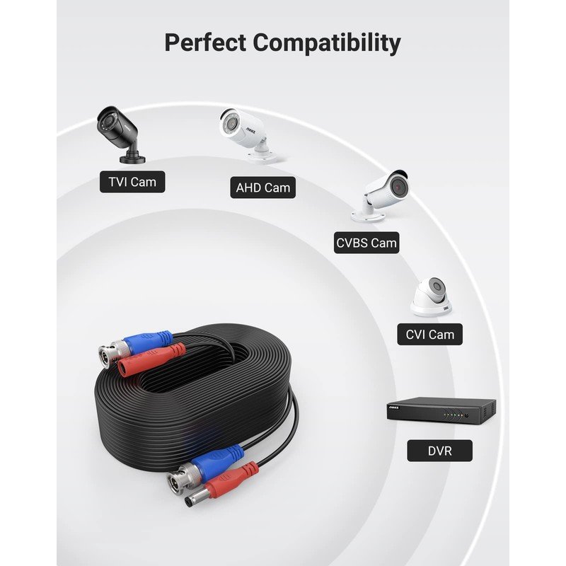 ANNKE 100 Feet (30m) UL Certified Surveillance Camera Cable, Fire-Rated
