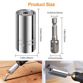 3 Pack Universal Socket, 7mm-19mm Multi-function Socket Metric Wrench Power Drill Ratchet Adapter & 105 Degree Right Angle Extension Power Screwdriver Drill Set Hex Bit for Men, Dad DIY Handyman