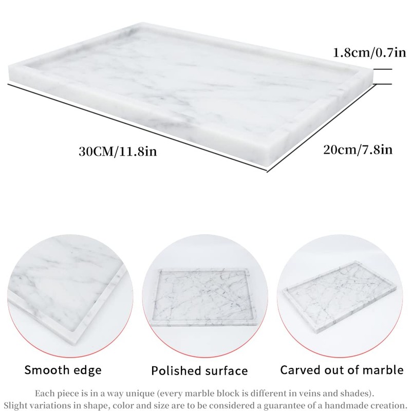 100% Natural Marble Serving Tray Luxury Marble Storage Tray for