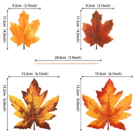 16 PCS Maple Leaves Centerpiece Sticks Autumn Fall Leaves Table Flower Centerpieces Sticks Gold Leaf Floral Decorations for Thanksgiving Wedding Birthday Party Centerpieces Sticks Supplies Multi