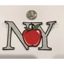 BIG APPLE IRON ON EMBROIDERED NEW YORK PATCH. Approx. 4"x 2.5”  BEAUTIFUL!
