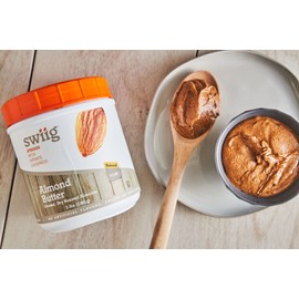 swiig Natural Almond Butter, Made with ONLY Ground, Dry Roasted Almonds, No Added Sugar, No Artificial Flavors, Colors or Sweeteners, 3 Pound Jar