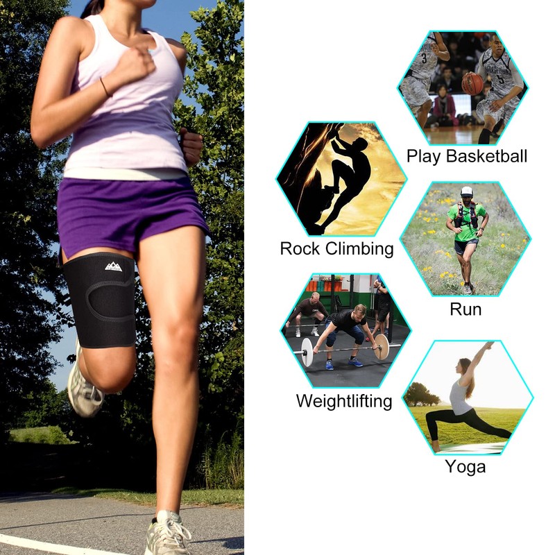 supregear Thigh Brace Support, Breathable Thigh Compression Sleeve, Adjustable Neoprene