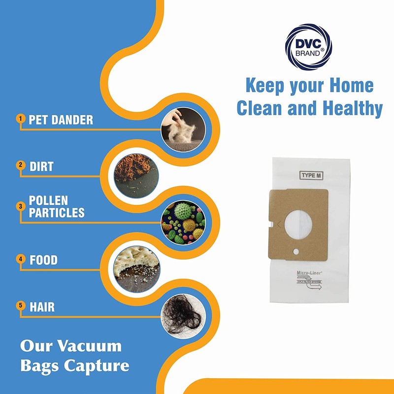 DVC Micro-Lined, Paper Replacement Bags For Kenmore Type M Blue