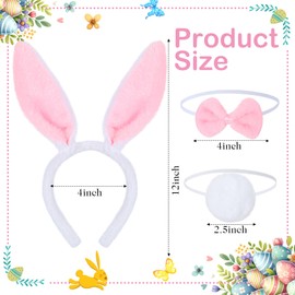 Shyyween Tutu Easter Baskets Easter Costume Ruffled Tulle Fluffy Ears and Bunny Headband Bow Tie Tail Party Favors Gift for Girls DIY Egg Playset Decorations(Pink)