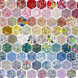 80 Liberty Fabric Tana Lawn ™ Hexagons, Rainbow Colours (1.25 Inch)