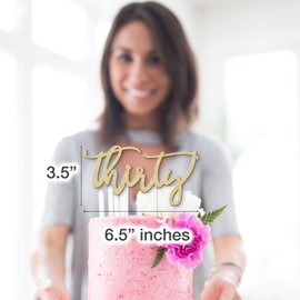 Merry Expressions Happy 30th Birthday - Thirty, Gold Cake Topper