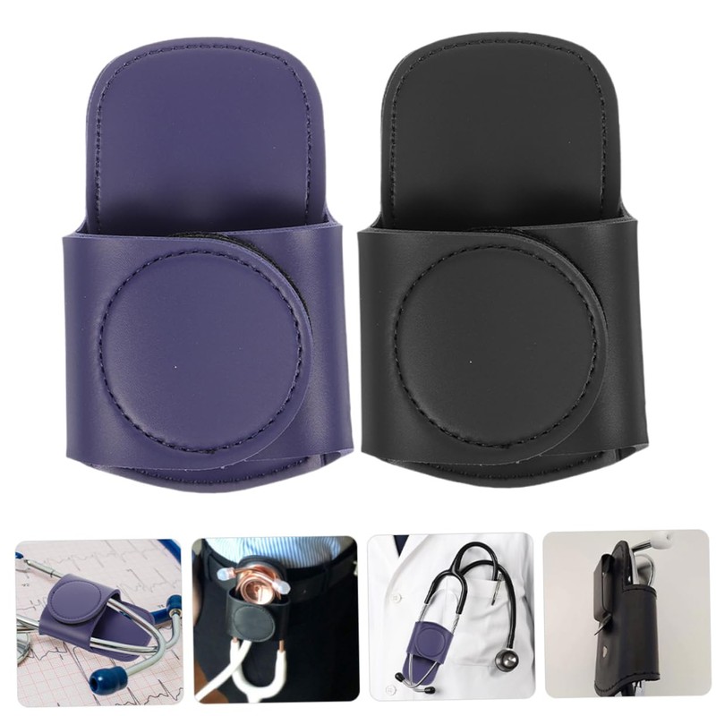CIYODO 2 pcs Stethoscope Holder Clip Portable Leather Stethoscope Case