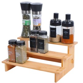 JinDoWin 3 Tiered Spice Rack Organizer for Cabinet,Spice Organization for Cabinet, Seasoning Organizer,Spice Shelf and Spice Organizer for Cabinet,Pantry Organizers and Storage (1 Pack, Small)