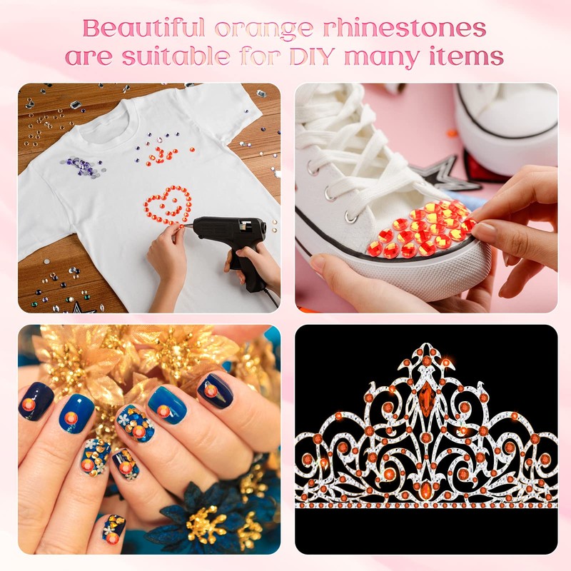 2000 Pieces Flat Back Gems Rhinestones 6 Sizes (1.5-6 Mm)