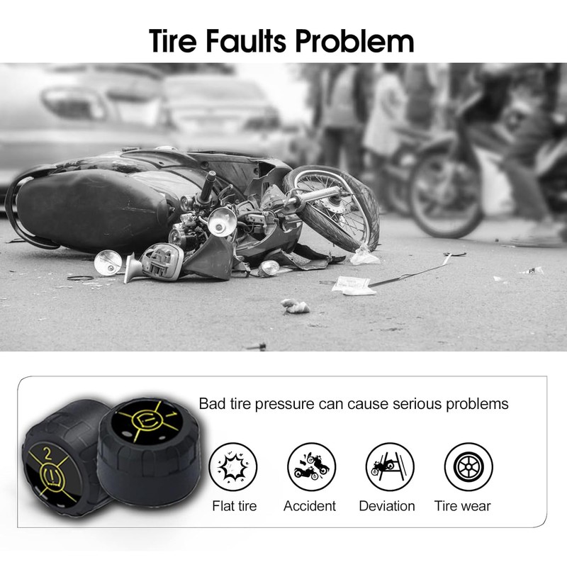 Motorcycle Tire Pressure Monitoring System, Wireless TPMS Tire Pressure and