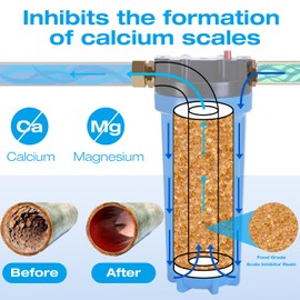 H&G Lifestyles Inline Water Softener for Water Heater, Scale Inhibitor Filter,Whole House Water Descaler,Anti-Scale Buildup,Remove Calcium Magnesium,Soften Water
