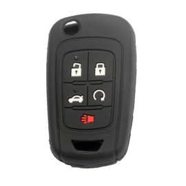 Btopars 2pcs 5 Buttons Silicone Rubber Flip Key Fob Cover Case Protector Holder Compatible with Buick Allure Encore Lacrosse Regal Verano Black Blue