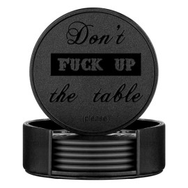 Thipoten Funny Coasters, 6 Pcs Leather Coasters with Holder, Perfect Housewarming Host...