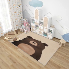 Bear Rug Kids - Bear Rug, 3x4 Rug, Kawaii Cartoon Animal Area Rug, Cute Brown Bear Washable Non Slip Rugs, Kids Boys Girls Carpet - Home Decor, Bear Gifts for Boys