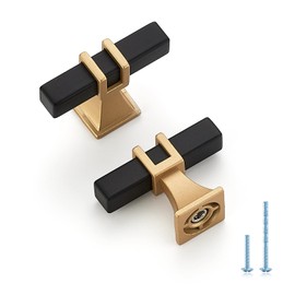 HOME EDIT 10 Pack 2 inch Black & Gold Cabinet Handles Square Zinc-Alloy Pulls for Kitchen Dresser Closet and Bathroom Cabinets Hardware