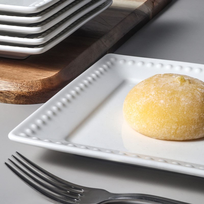 Wareland Embossed Ceramic Appetizer & Dessert Plates - Set of