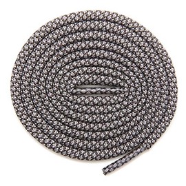 KURISET Round Athletic Shoelaces 2 Pair - For Non-slip Outdoor Mountaineering Hiking Walking Boot Round Thick Shoelace String Rope Shoe Laces (40 inches (102 cm), Black-Gray)