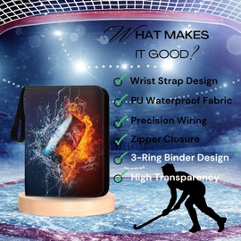 Hockey Card Binder 900 Pockets, Trading Card Binder Sports Card Binder 50 Removable Double Sided Sleeves with Zipper 3-Ring, Hockey Card Holder Baseball Football Soccer Collector Storage Album