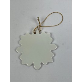Conde #933 12 pcs/pack 2.8in SNOWFLAKE  Ceramic Sublimation Blank With Gold Cord