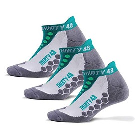 Thirty 48 Running Socks for Men and Women -CoolMax Fabric Keeps Feet Cool and Dry 3 Pack Green/Gray Small