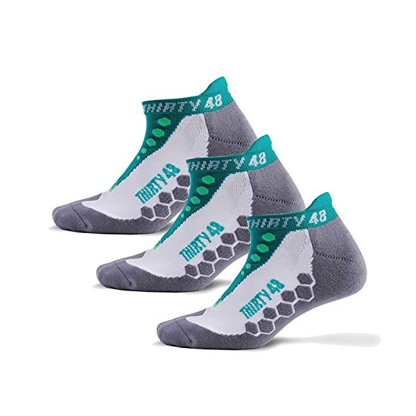 Thirty 48 Running Socks for Men and Women -CoolMax Fabric Keeps Feet Cool and Dry 3 Pack Green/Gray Small