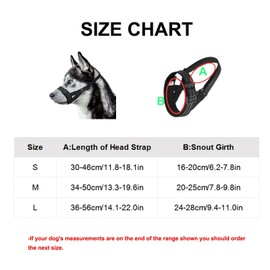 Dog Muzzle,Nylon Adjustable Anti-Bite Barking and Chewing Dog Muzzle with Reflective Strips,Dog Mouth Guard for Daily Behavior Training (Black, L:Snout Girth:24-28cm/9.4-11.0in)