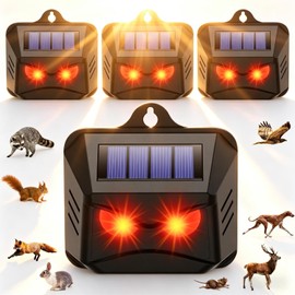 Solar Predator Eyes Nocturnal Animal Repellent Outdoor, Auto Activate Predator Deterrent Lights for Coyote Skunk Deer Fox Raccoon, Nocturnal Repeller Guard for Chicken Coop Yard Garden Farm, 4 Pack