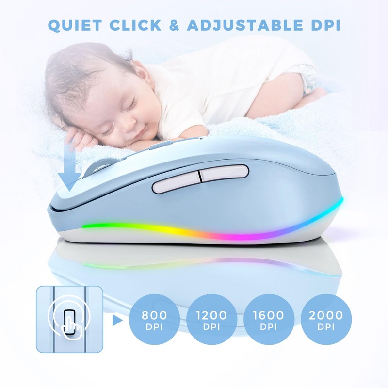 PEIOUS Wireless Mouse Jiggler - LED Wireless Mice with Build-in