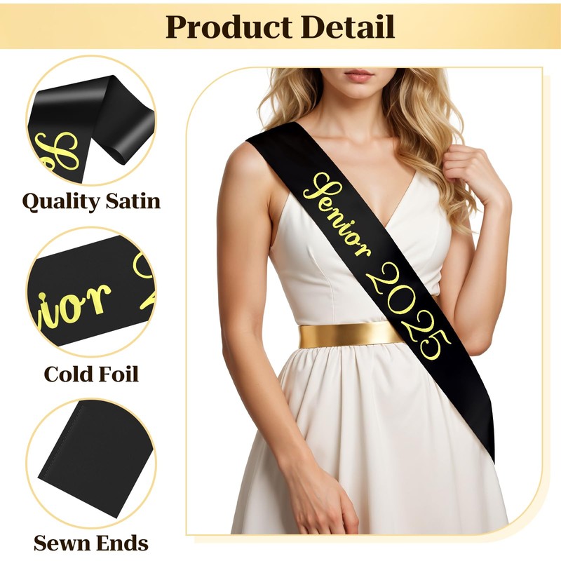 Class of 2025 Graduation Celebrations Sashes Senior Sash 2025 Black