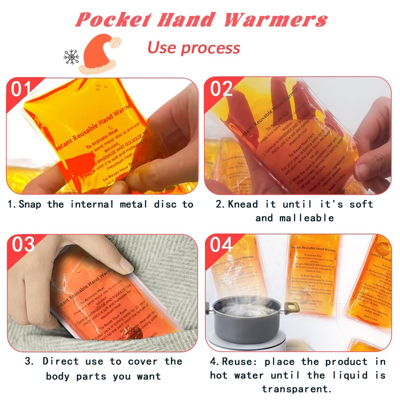 Reusable Snap Heat Pack, Hand Warmers Boil Click Heat Pocket