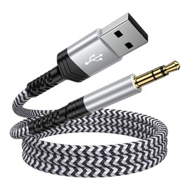 Cable USB a conector de audio AUX macho de 3.5mm, cable de audio TRS de 3 pies USB A a 3.5mm adaptador de conector de nylon trenzado estéreo AUX para PC computadora altavoces portátil Mac OSX