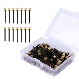 SAVITA 50pcs Picture Hanging Nails, Black Steel Nails and Brass Head Nails Gold Nails Hardware Picture Hangers with Plastic Storage Box Holds up to 5-30 Lbs (1.4mm/0.055inch Nail Diameter)