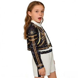 COSSA Kids Girls Cosplay Demon/Hunter Costume, Children's Costume for Halloween, Cultural Festival, Event Performance Clothes (Rumiblack, 120)