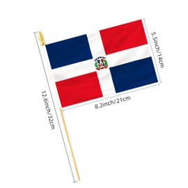 Rotenl 25 Pack Dominica Small Mini Flags, Hand Held Dominican Stick Flags with 12.6 Inch Wooden Pole, 5.5x8.2 Inch International Country Flags, Festival Events, Parades, Patriotic, Indoor and Outdoor, Party Decorations (Dominica)