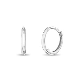 14k White Gold Plain Polished Endless Hoop Earrings For Little Girls and Pre-Teens 9mm - Simple Polished Jewelry for Young Girls - Children's Jewelry for Everyday or Formal Events