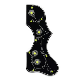 Acoustic Guitar Pickguard Thickened 2mm Self Adhensive Plate Pickguard for J200 SJ200 Style Guitar Replacement Parts (Black)