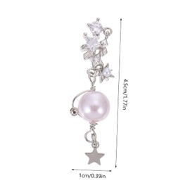 PACKOVE 2PCS Pearl Nail Art Charms Delicate DIY Manicure Decor with Chain Rhinestones Fashionable Accessories for Weddings Parties Festivals Easy to Apply Unique Nail Decorations
