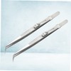 Healeved 2Pcs Steel Tweezers Set Non-Slip Elbow Tweezers for Jewelry