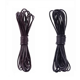 LORJE 2 Rolls 5M X 2MM Cowhide Round Leather Cords Rope String for Jewelry Making Bracelet Necklace Jewelry Making Lanyards DIY Crafts,Genuine Leather Cord.