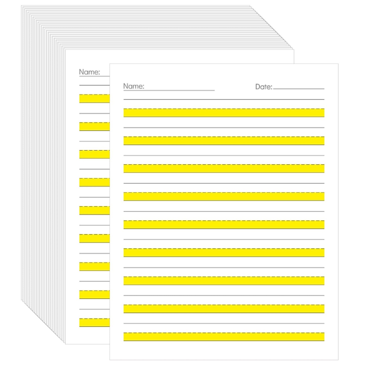 Write Beginner Paper Level 1 Yellow Highlighted 8.5x11