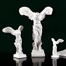 YUEOECOR 9in Greek Winged Victory Statue, Classic Roman Goddess of Strength and Victory Sculpture Figurine for Home Decor