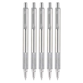 Zebra F-701 Stainless Steel Ballpoint Retractable Pen, Black Ink.8mm Fine Point, 5 Pack