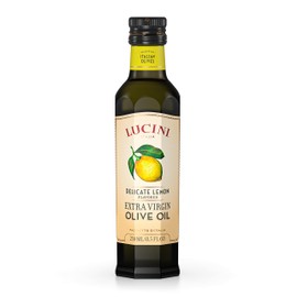 Lucini Italia Delicate Lemon Extra Virgin Olive Oil - EVOO Infused with Fresh Lemon - Olive Oil for Marinade, Grilling, Roasting, Baking - Non-GMO Verified, Whole30 Approved, Kosher, 250mL