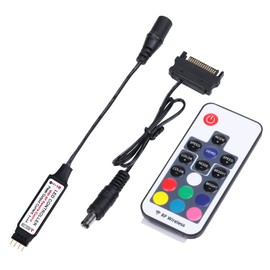 DS RGB Case Fans Controller Kit with 17Key Remote, Connect to DS RGB RAM Heatsink and DS PC RGB LED Strip (SATA Power Cable, O Series)