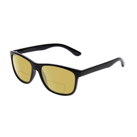 Calabria Noah Polarized BiFocal Reading Sunglasses +2.00 Gloss Black/Yellow Mens Womens Trendy Bi-Focal Sunnies Sun Readers