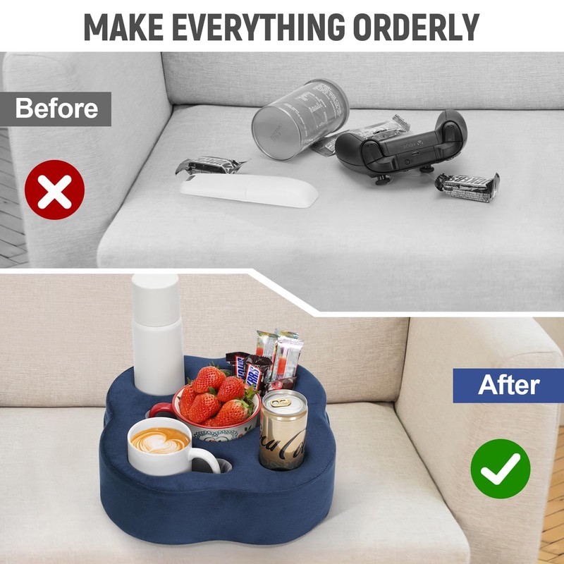 HEALSTOK Couch Cup Holder Pillow, Sofa Organizer Caddy Bed Refreshment