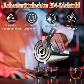 LIVE4COOL Boston Shaker, 8-Piece Cocktail Set - 750 ml Stainless Steel Cocktail Shaker Sets for Home and Bar, Includes Recipe Cards and Accessories, Perfect as a Gift for Beginners and Professionals